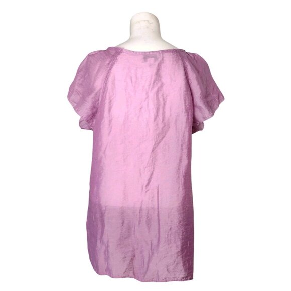 Ann Taylor Loft Lightweight Baby Doll Top Size L Orchid Purple Flowy Flutter - Picture 4 of 6